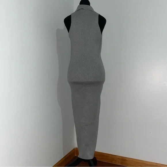 NEW! Favorite Daughter- The Lena Midi Dress Frost Gray Size M Buttoned Ribbed - Picture 11 of 15